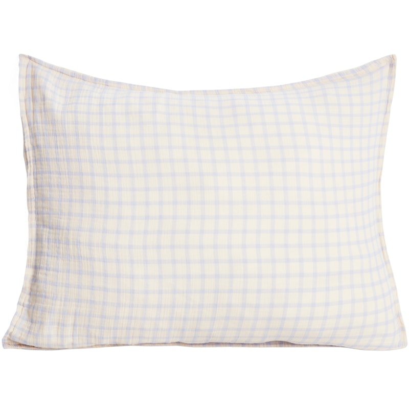 Gingham Sky Blue Muslin Kissenbezug, 50x60 cm