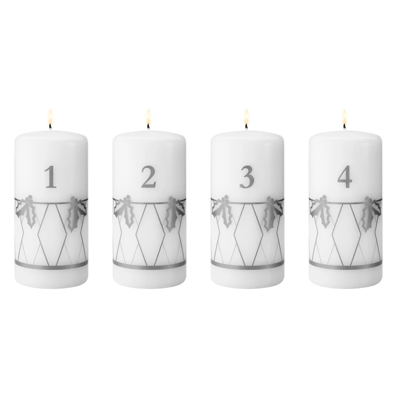 2026 Adventskerze 4-er Set, Silber