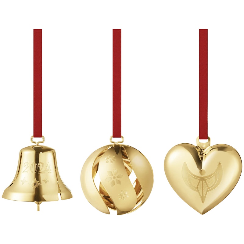 2024 Geschenkset / Weihnachtsschmuck 3 Teile, Gold Plated