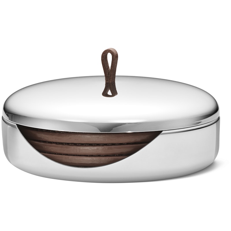 Sky Glasuntersetzer 4 Teile, Leder / Edelstahl