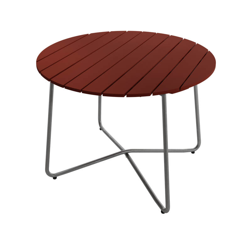 9A Tisch Ø100 cm, Dunkelrot / Heiß Verzinkter Stahl