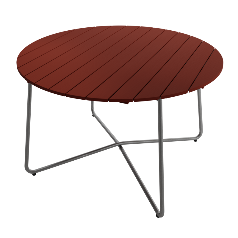 9A Tisch Ø120 cm, Dunkelrot / Heiß Verzinkter Stahl