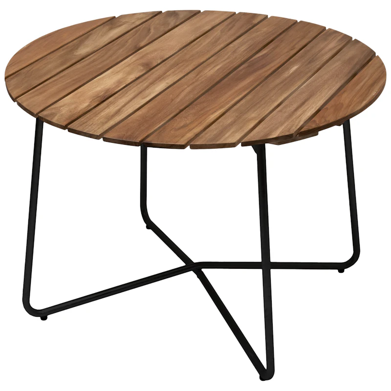 9A Tisch Ø100 cm, Unbehandeltes Teakholz / Schwarz