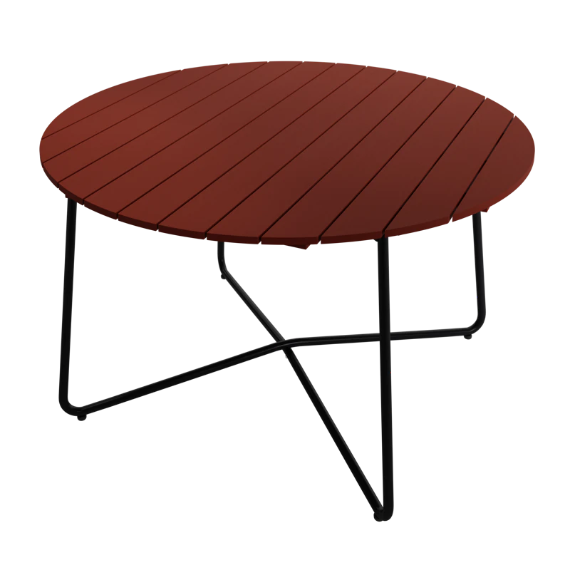 9A Tisch Ø120 cm, Dunkelrot / Schwarz