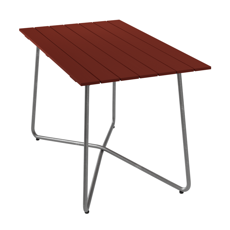 B25A Tisch 70x120 cm, Dunkelrot / Heiß Verzinkter Stahl