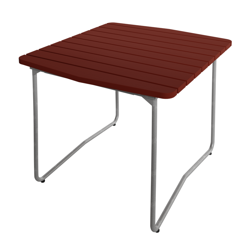 B31 Tisch 84x92 cm, Dunkelrot / Galvanisierter Stahl