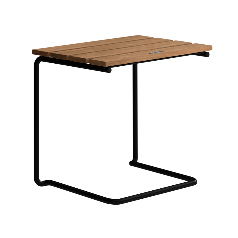 Fußhocker A3, Unbehandelt Teakholz / Schwarz