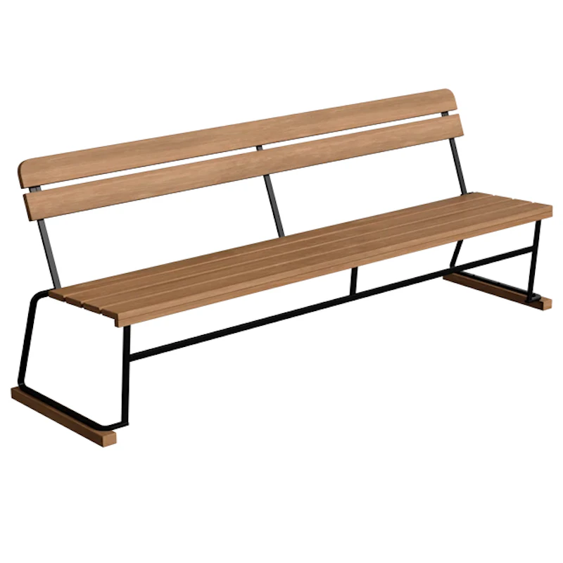 Sofa 5 204 cm, Teak / Schwarz Stahl