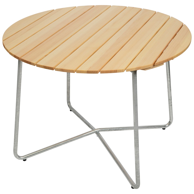 9A Tisch Ø100 cm, Geöltes Kiefernholz / Heiß Verzinkter Stahl