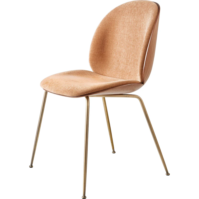 Beetle 3D Veneer Stuhl Walnussfarben/Messing, Belsuede Sp Fr 133