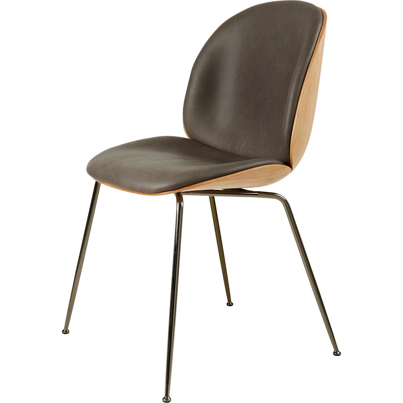 Beetle 3D Veneer Stuhl Eiche/Chrom, Soft Leather Grey