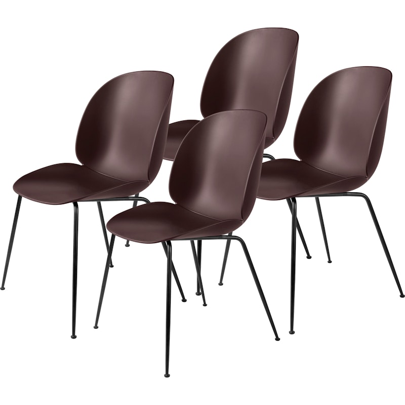 Beetle Stuhl 4er-Pack, Schwarz/ Dark Pink