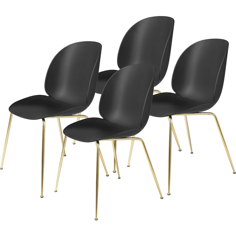 Beetle Stuhl Nicht Gepolstert 4-er Set Conic Base Brass, Black