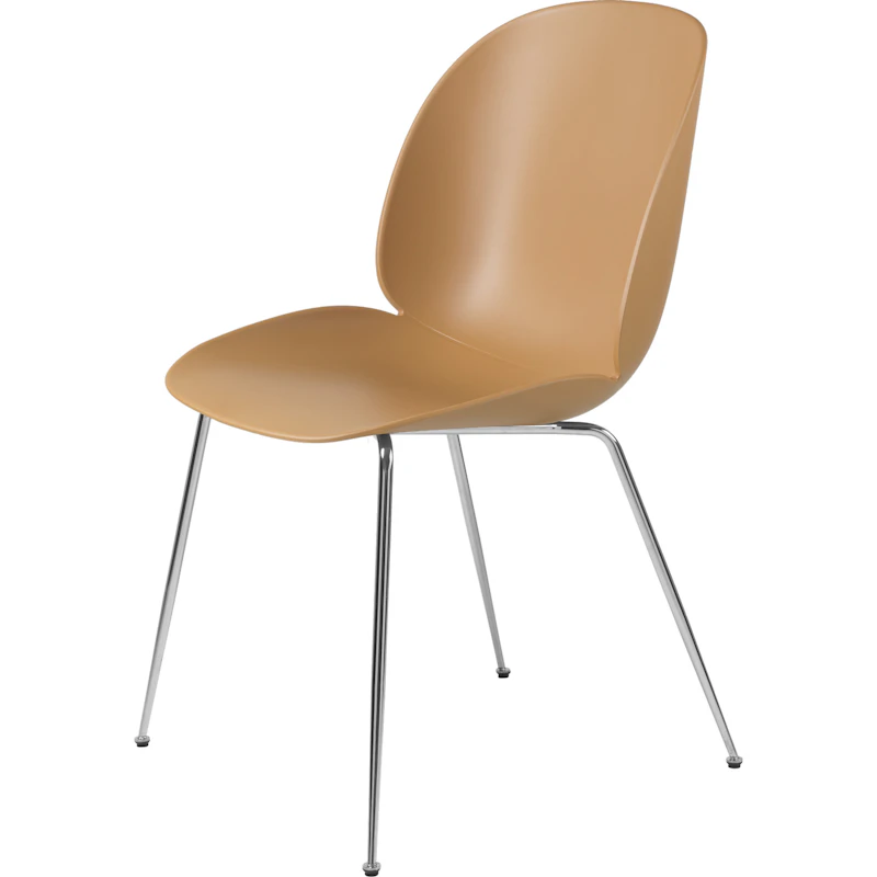 Beetle Stuhl Nicht Gepolstert Conic Base Chrome, Amber Brown