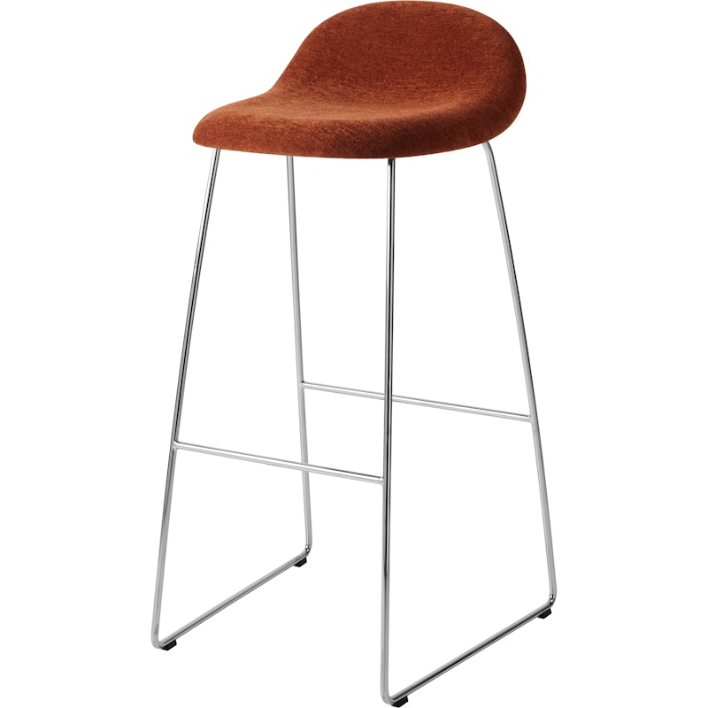 GUBI 3D Barhocker H75, Edelstahl / Belsuede Special Dedar 133