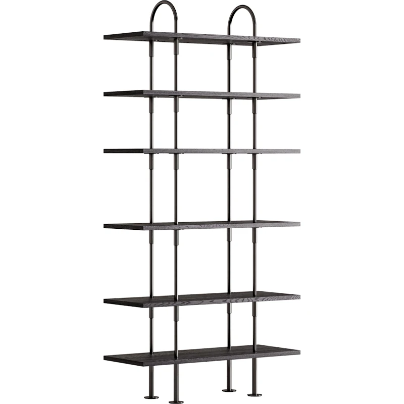Keen Regalsystem Mit 6 Regalböden 96 cm, Schwarz Messing / Schwarzbraun gefärbt Esche