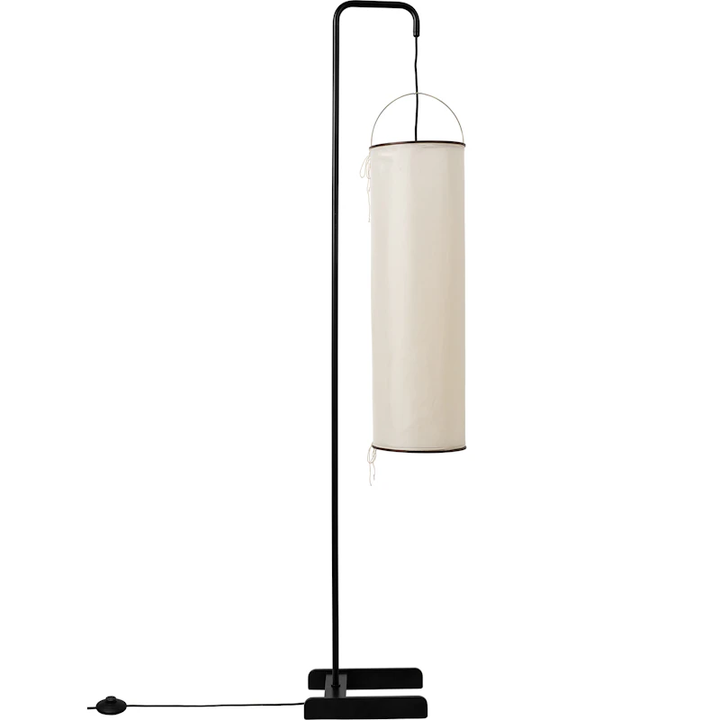 Silk Lantern Stehlampe, Natural White Silk / Schwarz