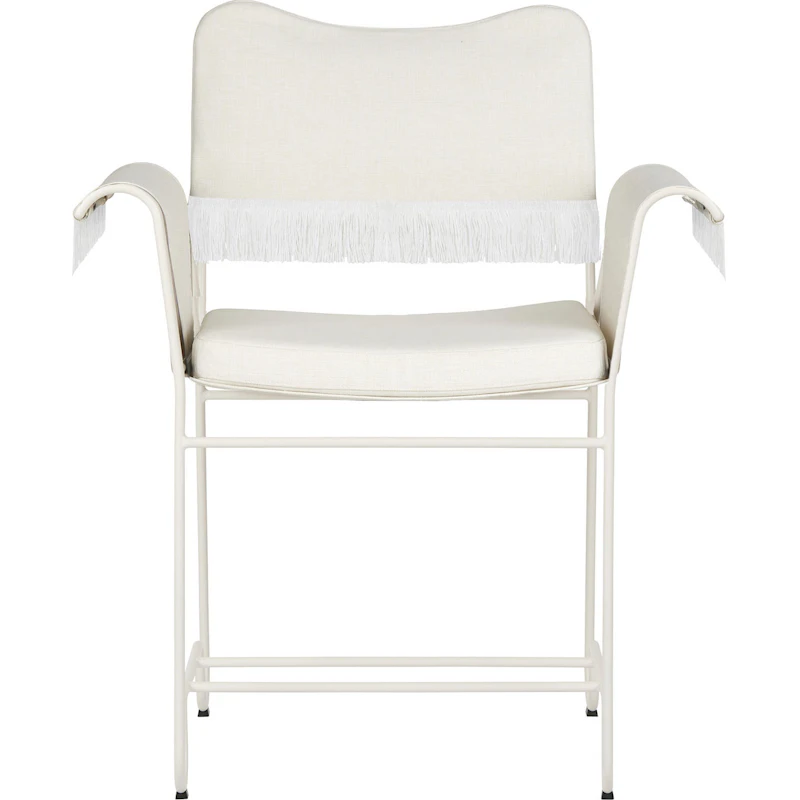 Tropique Esszimmerstuhl mit Fransen, Classic White Semi Matt / Leslie 06
