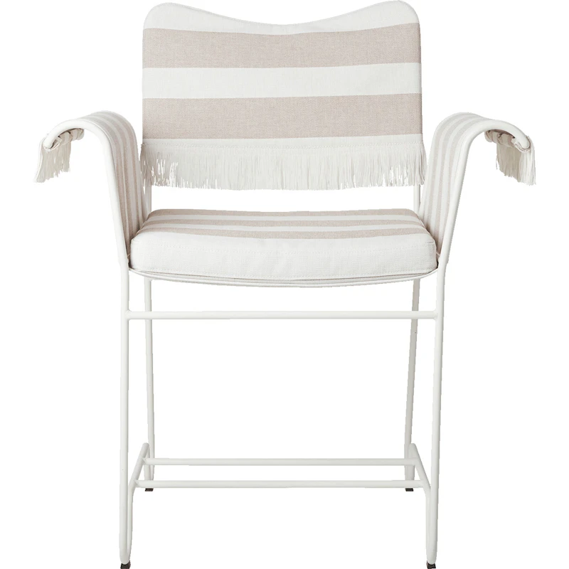 Tropique Esszimmerstuhl mit Fransen, Classic White Semi Matt / Leslie Stripe 40
