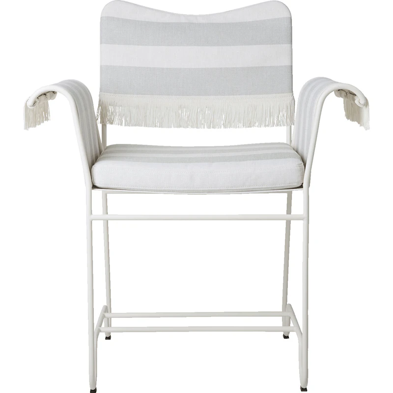 Tropique Esszimmerstuhl mit Fransen, Classic White Semi Matt / Leslie Stripe 20