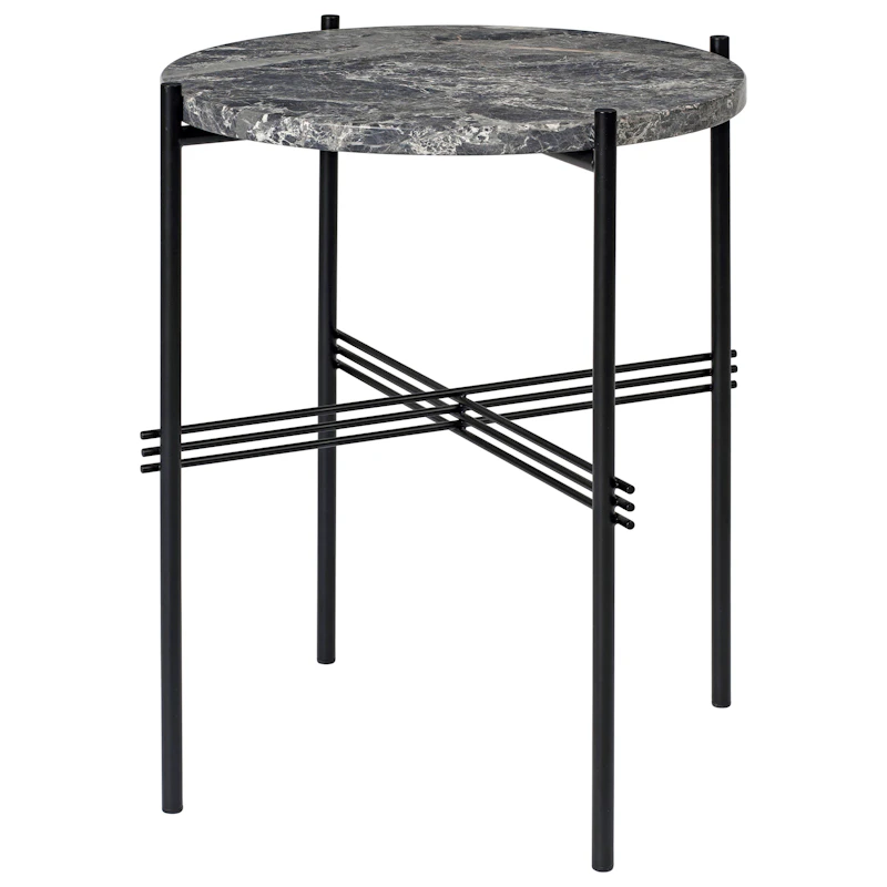 TS Beistelltisch Ø40 cm, Schwarz / Grauer Marmor