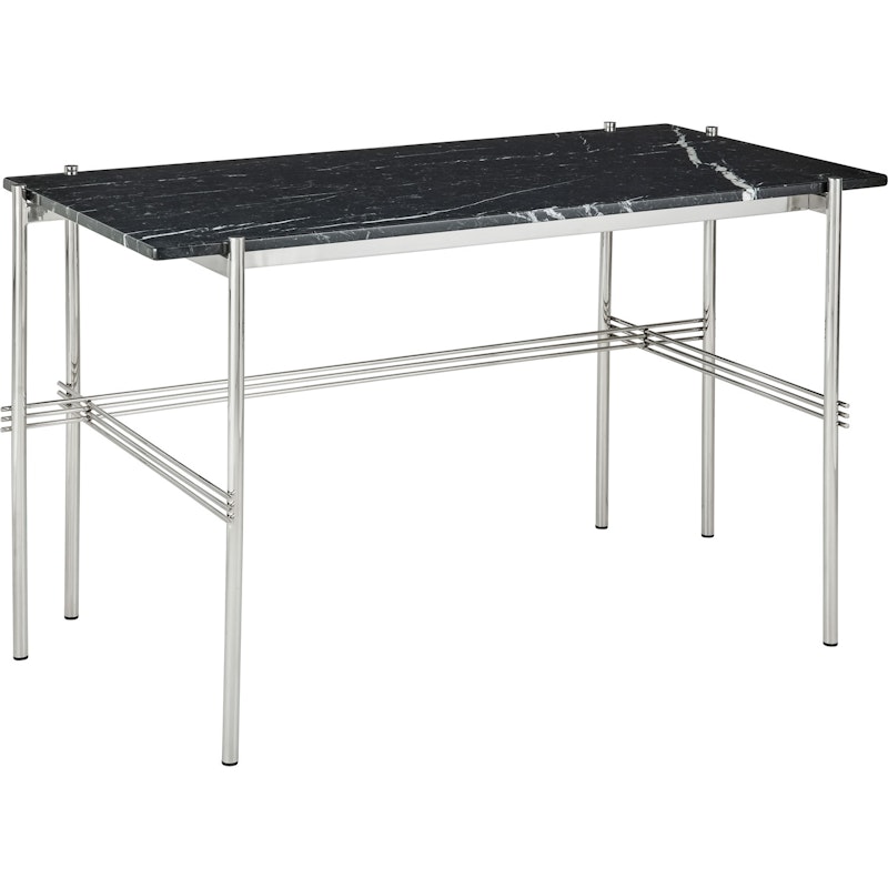 TS Schreibtisch 60x120 cm, Poliert Stahl / Schwarz Marquina-Marmor