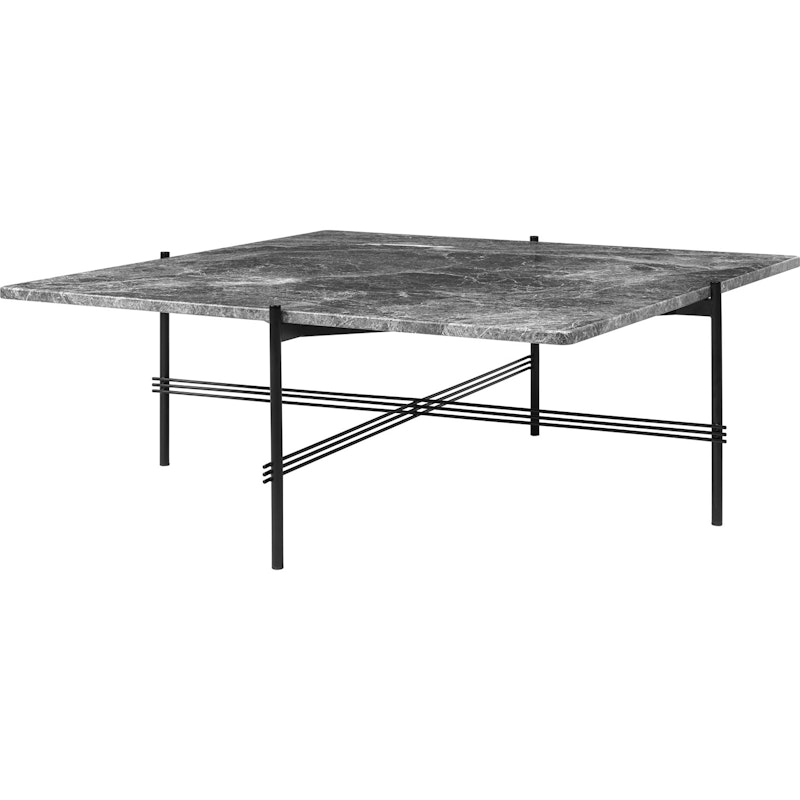 TS Kaffeetisch 105x105 cm, Schwarz / Grauer Marmor