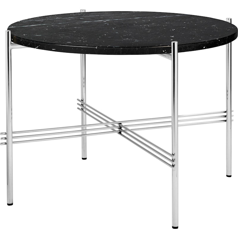 TS Kaffeetisch 55 cm, Poliert Stahl / Schwarz Marquina-Marmor