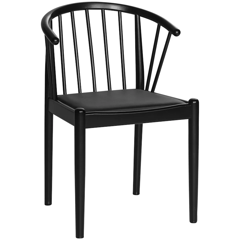 Lindeberg Stuhl, Schwarz Lackiertes Birkenholz / Ledersitz