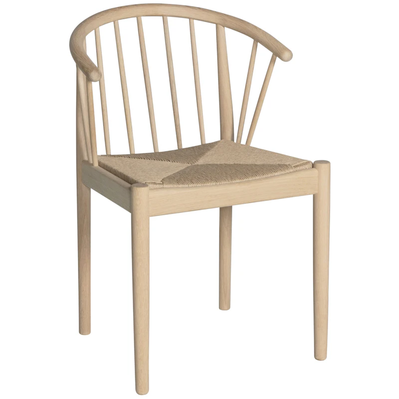 Lindeberg Stuhl, Geölte Eiche Weiß / Korbstuhl