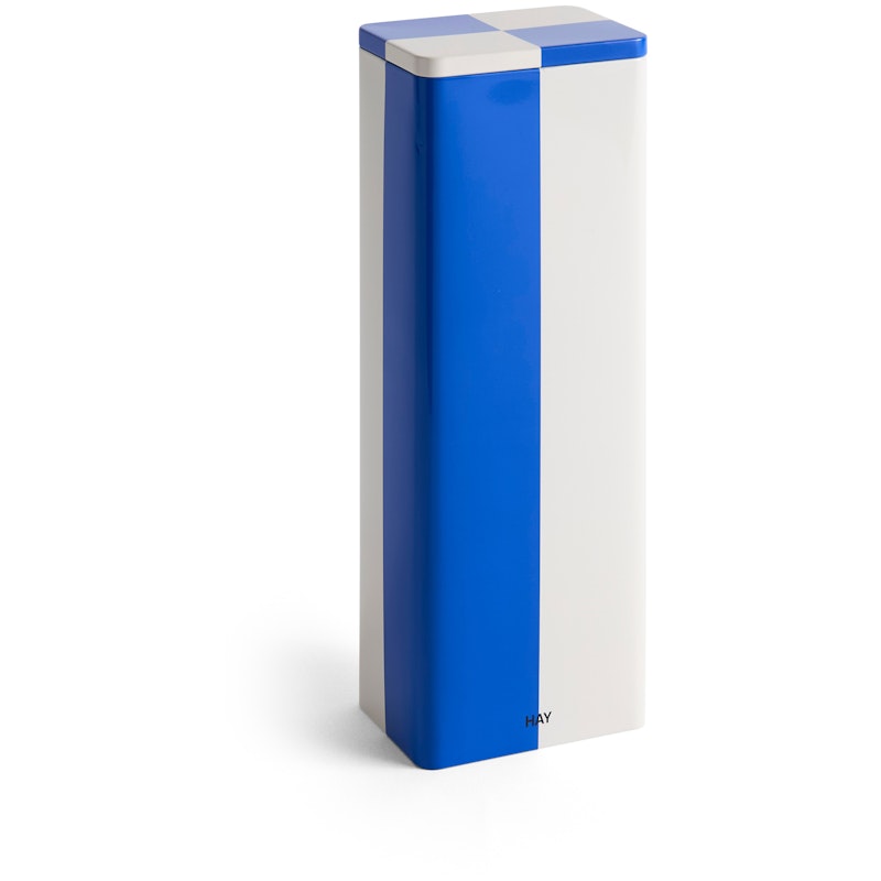 Blechdose Hoch, Blau / Altweiß