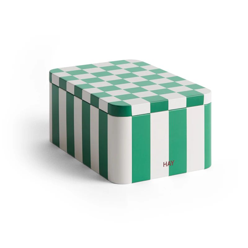 Blechdose Klein, Grün / Altweiß