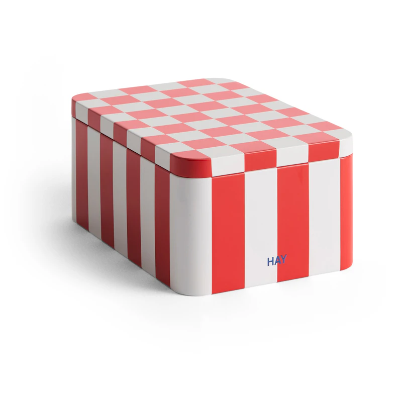 Blechdose Klein, Rot / Altweiß