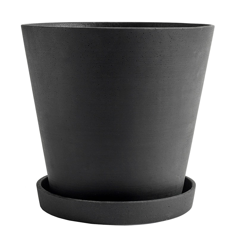 Flowerpot Topf mit Unterteller Schwarz, Ø34 cm XXXL