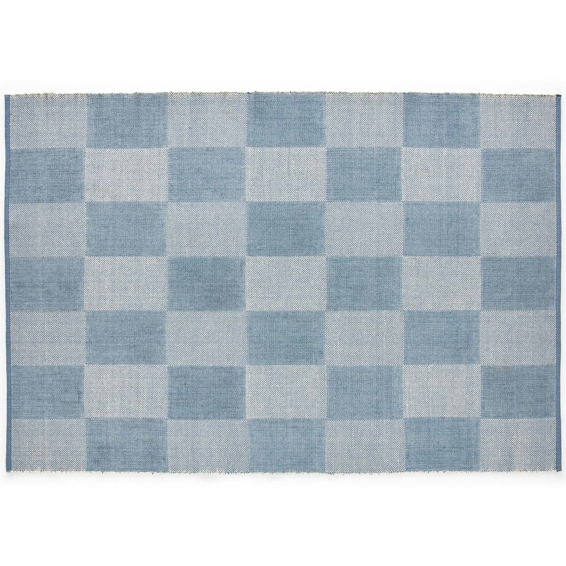 Check Wollteppich 140x200 cm, Hellblau