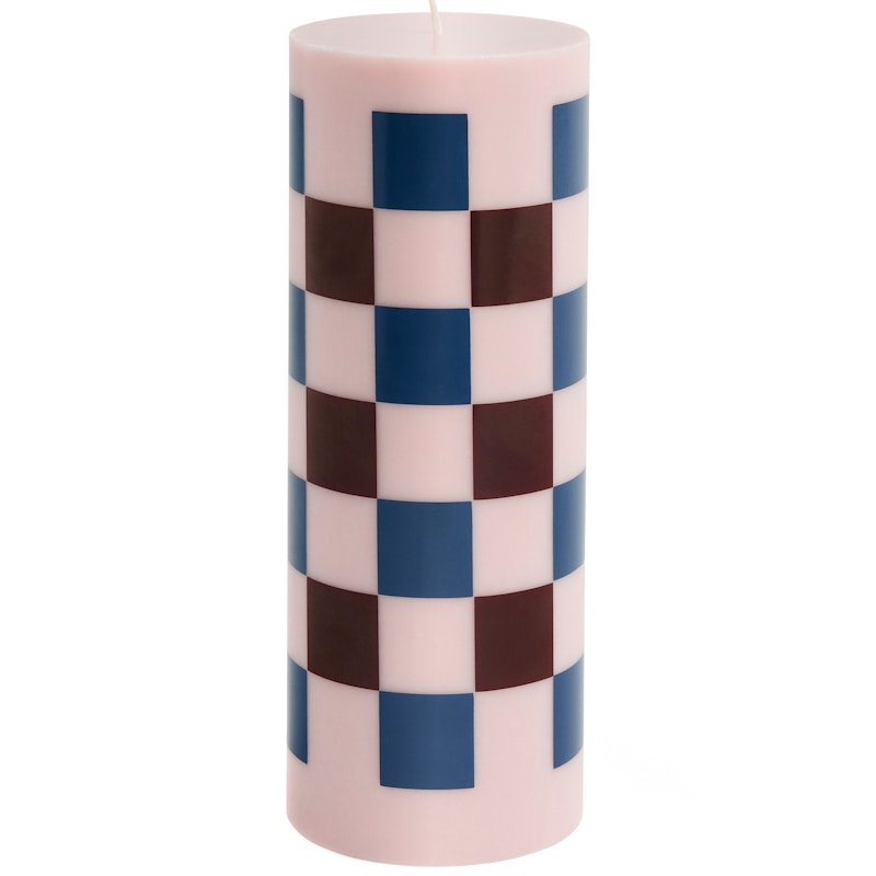 Column Stumpenkerze L, Dunkelblau / Light Pink