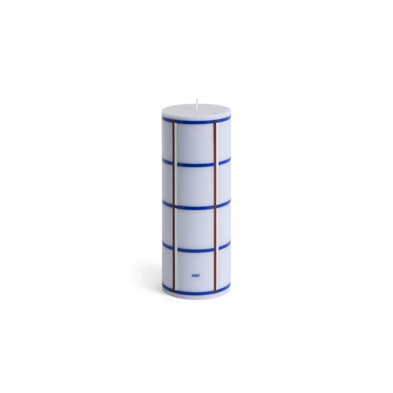 Column Blockkerze M, Hellblau / Bordeaux