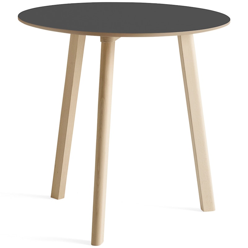 CPH Deux 220 2.0 Tisch Ø75 cm, Stone Grey / Unbehandeltes Buchenholz