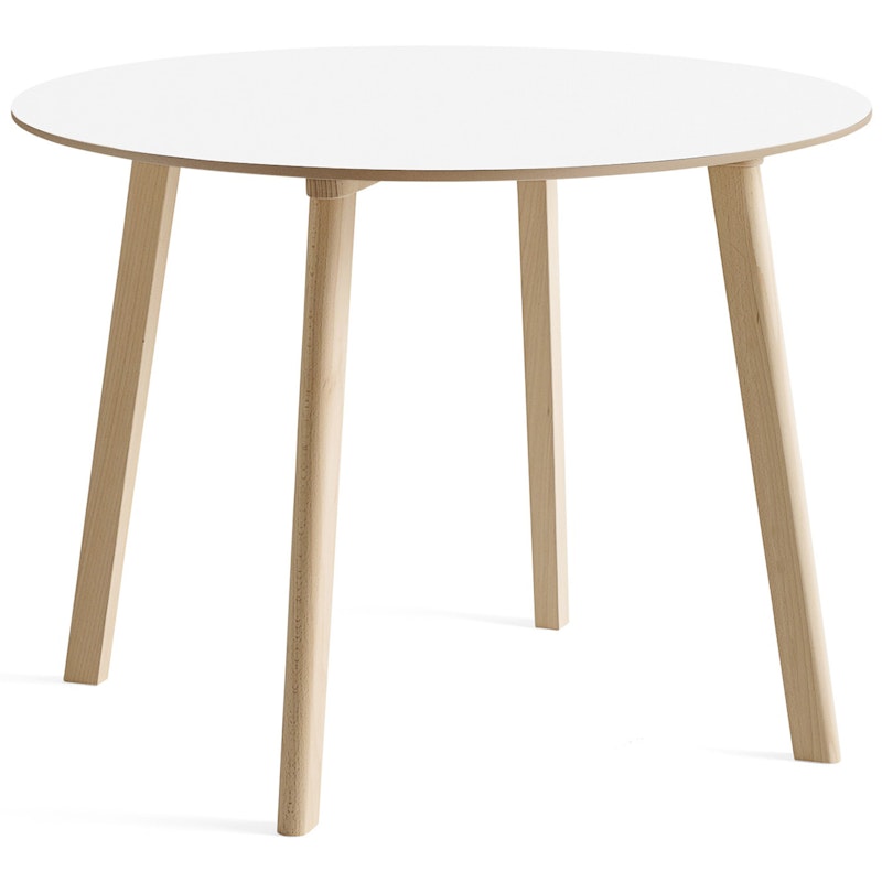 CPH Deux 220 2.0 Tisch Ø100 cm, Pearl White / Unbehandeltes Buchenholz