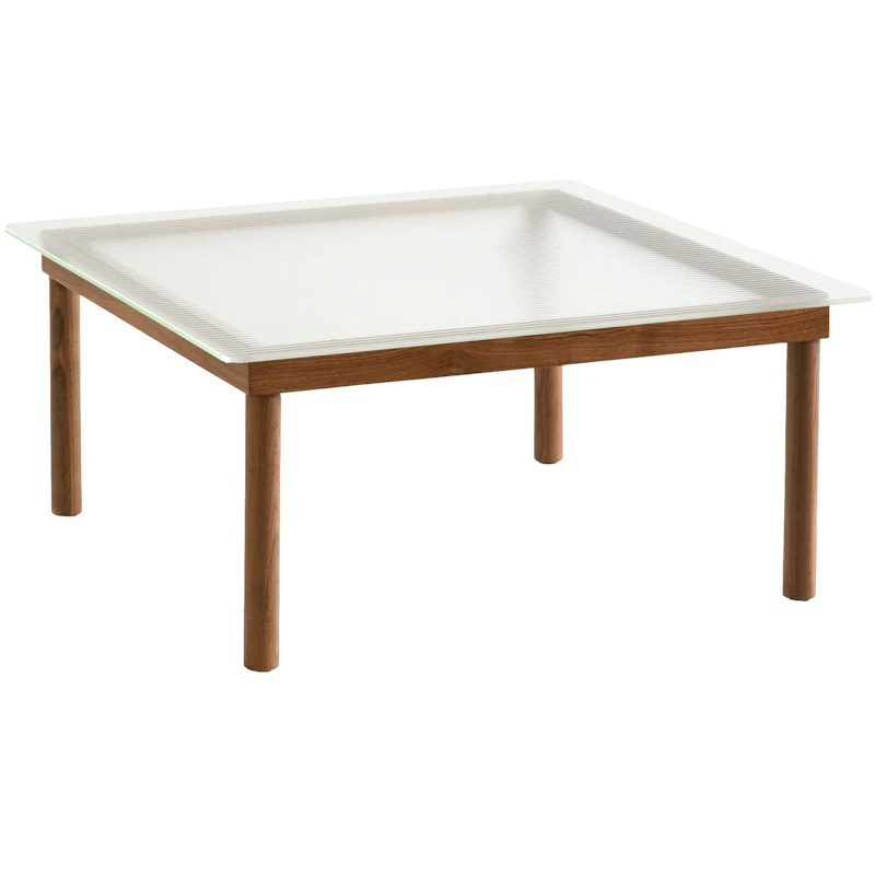 Kofi Couchtisch, Walnuss/Wellglas, 80 x 80 cm