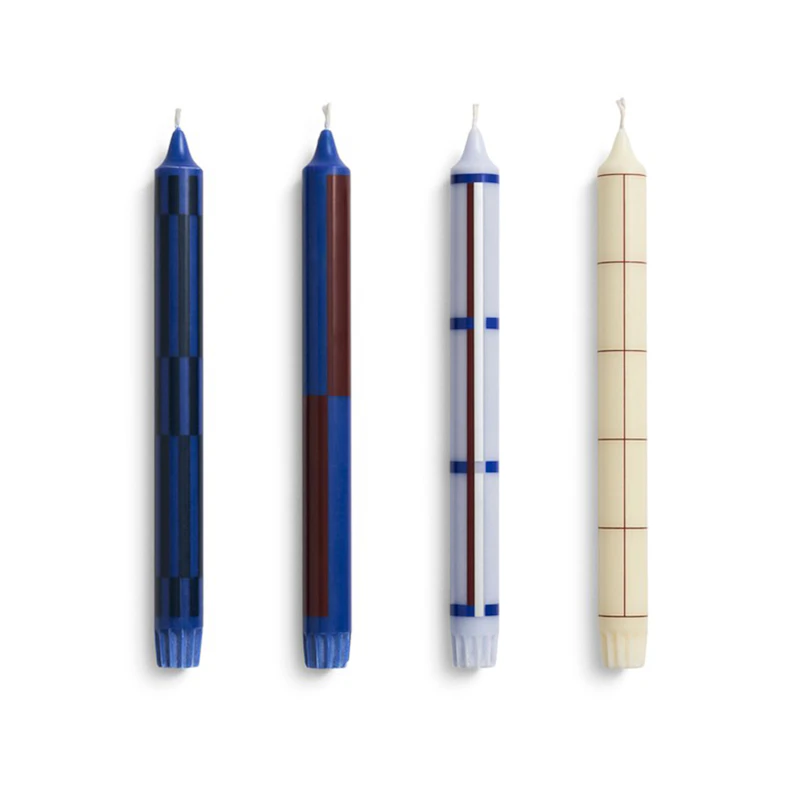 Pattern Kerze 4-er Set, Blau / Silber