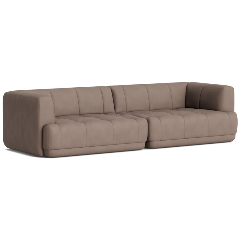 Quilton 3-Sitzer-Sofa Konfiguration 1, Leder Sense Nougat