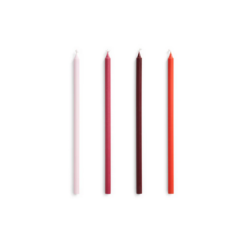 Slim Kerze 4-er Set, Rosa / Rot