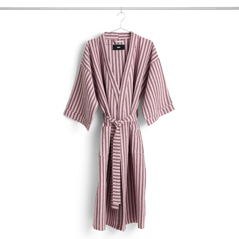 Waffle Bademantel Gestreift, Cool Pink
