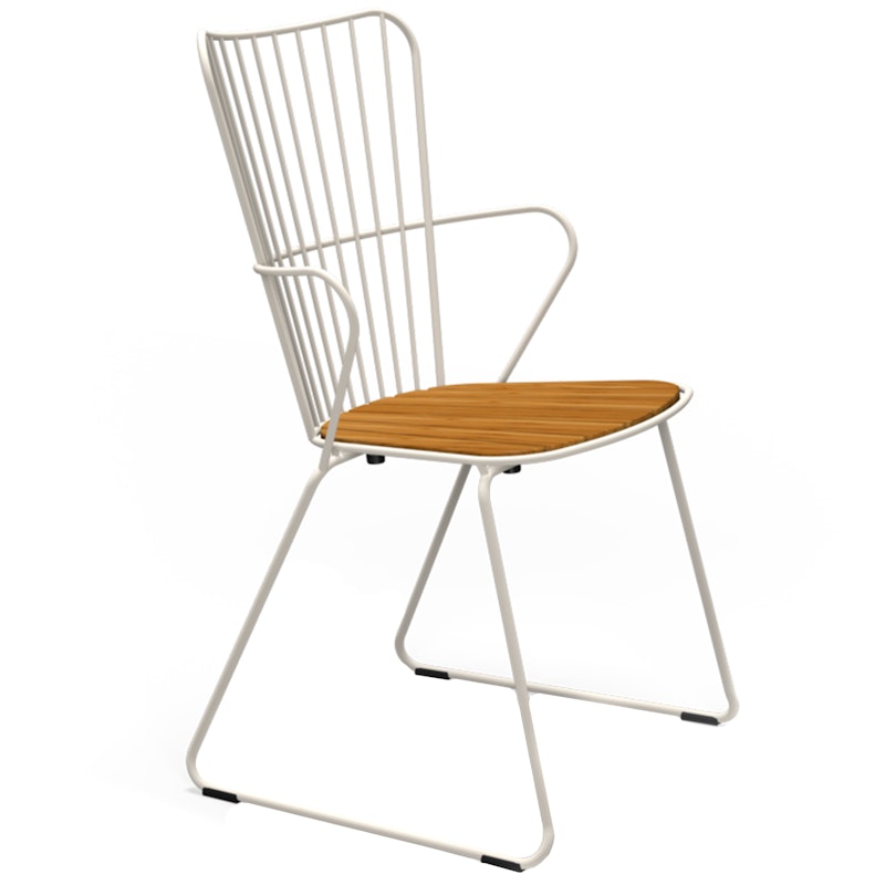 Paon Dining Chair, White Taupe/Bamboo