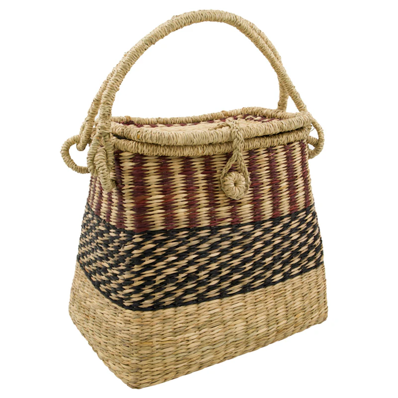 Korb H29xW34 cm, Braun / Natur