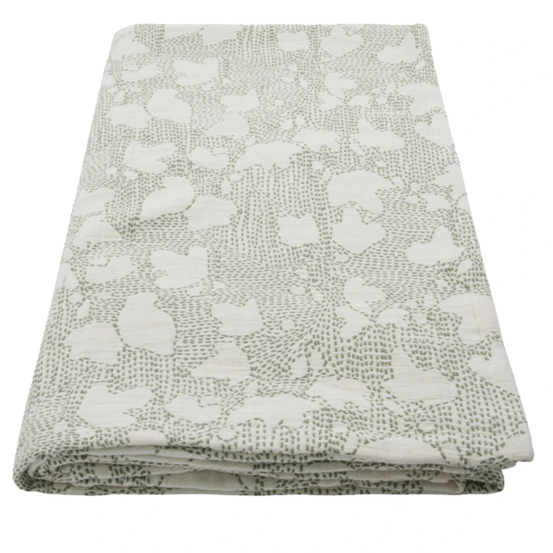 Mori Tagesdecke Altweiß / Khaki, 250x250 cm