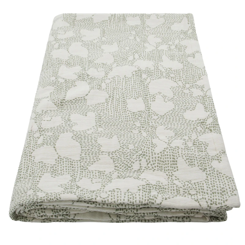 Mori Tagesdecke Altweiß / Khaki, 140x220 cm