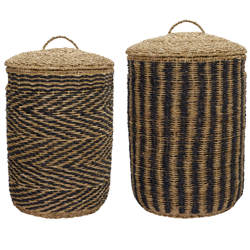 Cesto Ablagekorb 2-er Set, Schwarz/Natur