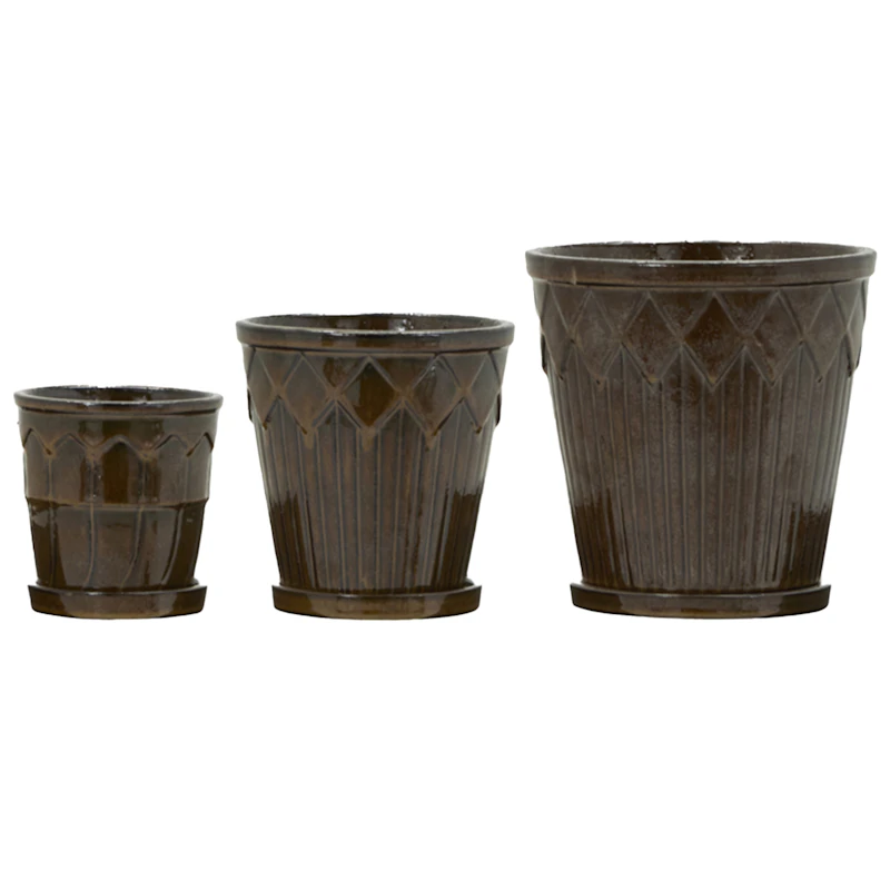 Cora Übertopf 3-er Set, Braun